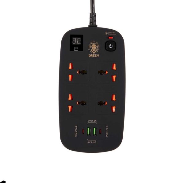چند راهی برق گرین لاین مدل GREEN LION POWER SOCKET 3500w GNPS2PD