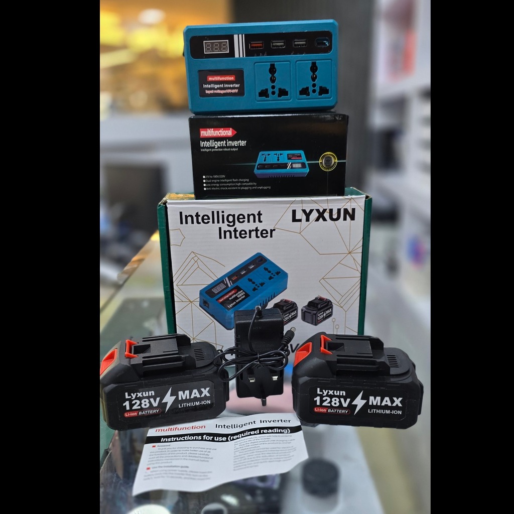 اینورتر شارژی هوشمند تبدیل برق 220 ولت LYXUN نسخه دو باتری 128VF (دو پریز)